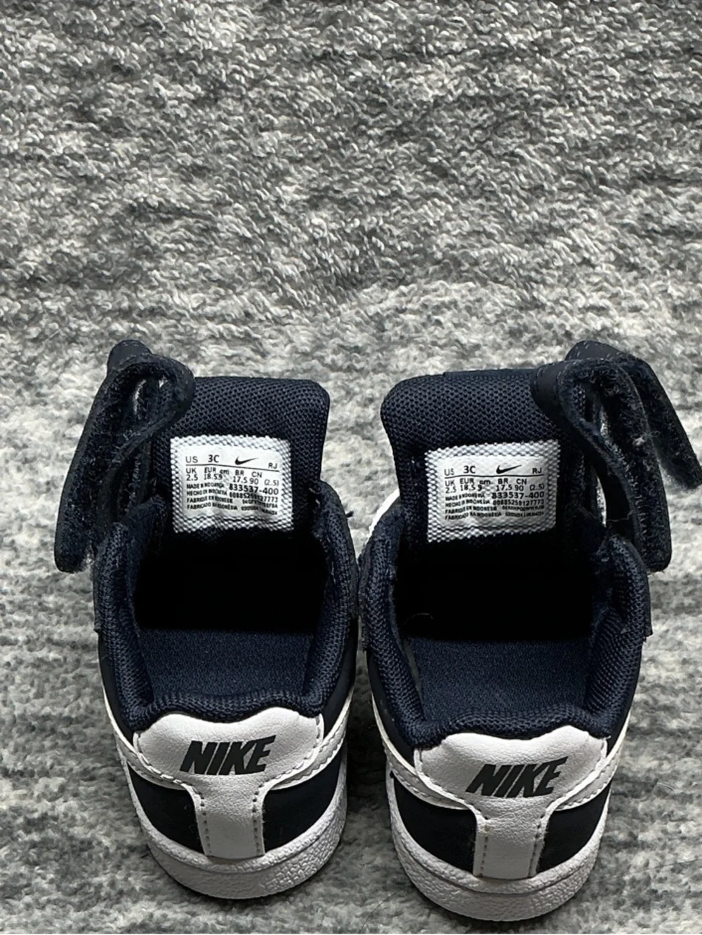 Baby Nike Shoes “Dark Blue”Court Royale TD Navy and White Hook-and-Loop Sneakers